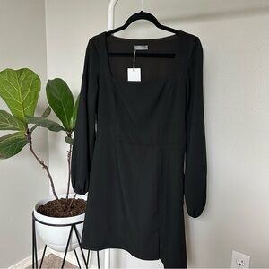 Lichi Black Square Neck Midi Dress